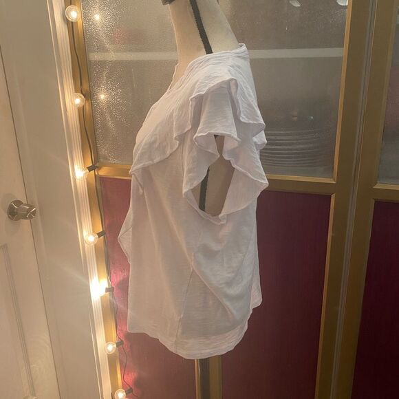 Veronica Beard jeans ruffle T-shirt, L - Picture 7 of 10